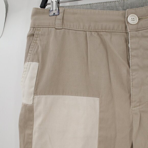 James Perse Pants Women 28 32x23 Cotton Linen Patchwork Button Fly Cropped chino - Picture 2 of 13